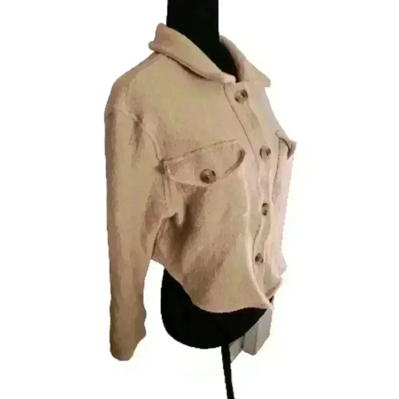 Levis Womens Cropped Wool Blend Shacket In Oat L - Picture 3 of 14